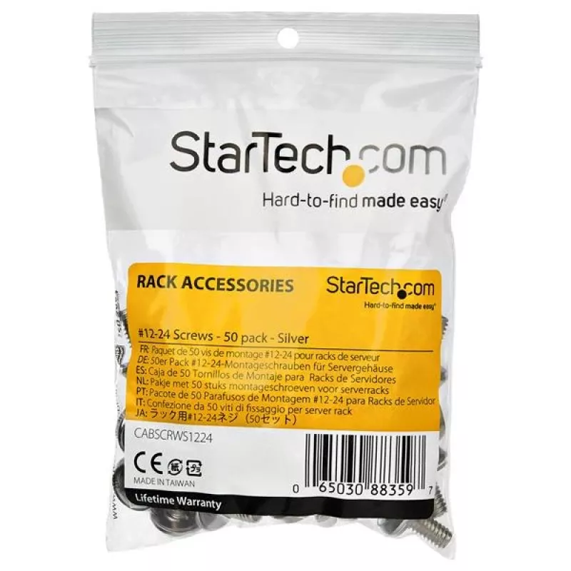 StarTech.com 12-24 serverio stovo varžtai – 50 vnt. pakuotė – nikeliuotas