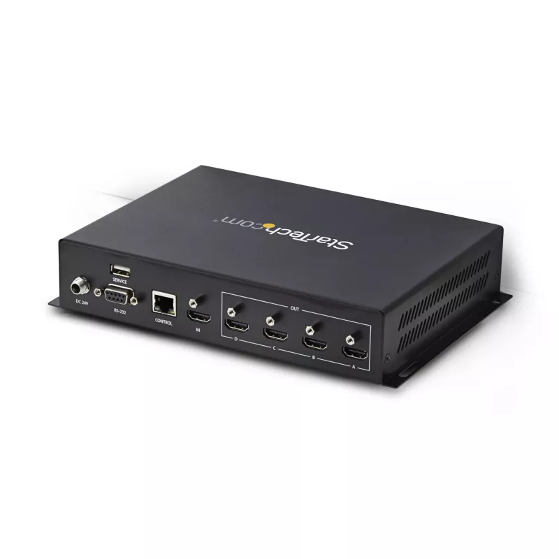 StarTech.com 2x2 HDMI vaizdo sienos valdiklis – 4K 60Hz HDMI 2.0 vaizdo įvestis į 4x 1080p išvestis – vaizdo sienos procesorius kelių ekranų rodymui – vaizdo sienos skirstytuvas – RS232/Ethernet valdymas