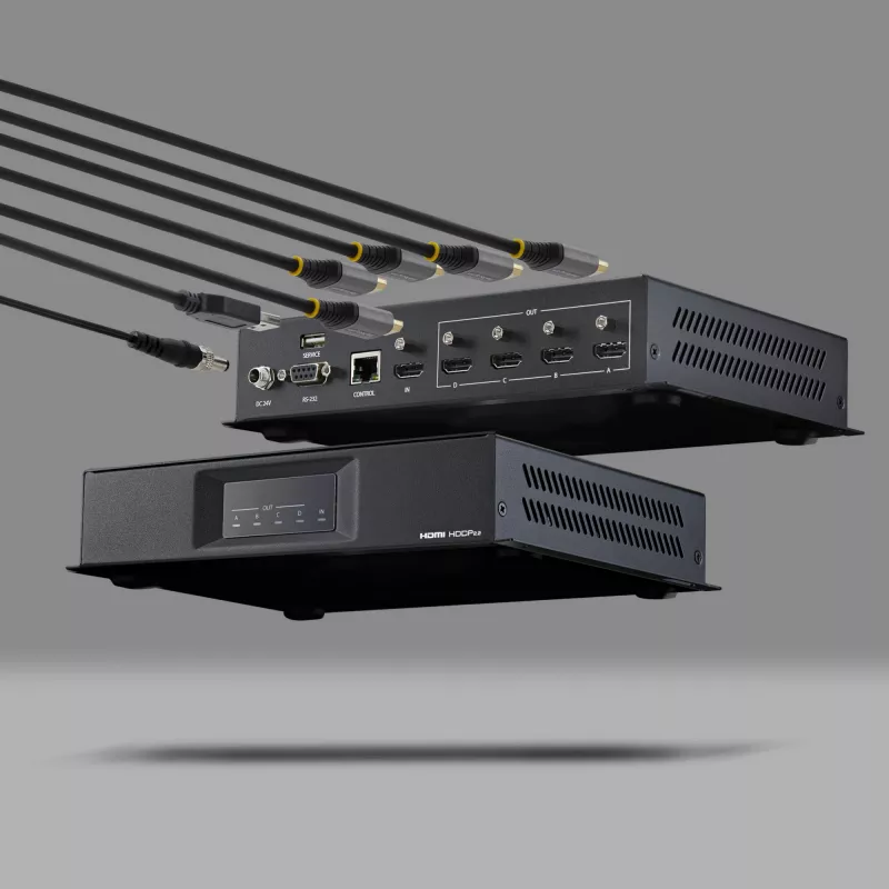 StarTech.com 2x2 HDMI vaizdo sienos valdiklis – 4K 60Hz HDMI 2.0 vaizdo įvestis į 4x 1080p išvestis – vaizdo sienos procesorius kelių ekranų rodymui – vaizdo sienos skirstytuvas – RS232/Ethernet valdymas
