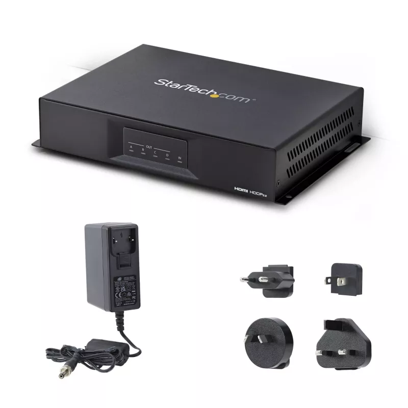 StarTech.com 2x2 HDMI vaizdo sienos valdiklis – 4K 60Hz HDMI 2.0 vaizdo įvestis į 4x 1080p išvestis – vaizdo sienos procesorius kelių ekranų rodymui – vaizdo sienos skirstytuvas – RS232/Ethernet valdymas