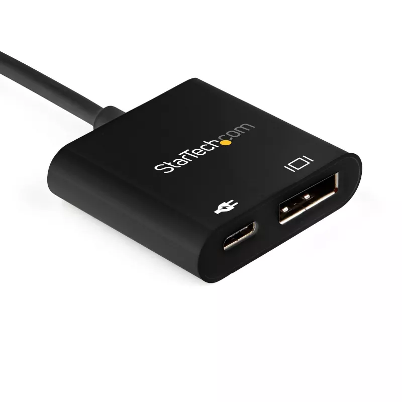 StarTech.com USB-C į DisplayPort adapteris su maitinimo tiekimu – 8K 60 Hz / 4K 120 Hz USB Type-C į DP 1.4 vaizdo keitiklis su 60 W PD pralaidiniu įkrovimu – HBR3 – suderinamas su Thunderbolt 3