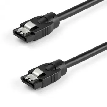 StarTech.com 0,3 m apvalus SATA laidas, 0,3 m, SATA III, SATA 7 kontaktų, SATA 7 kontaktų, kištukas/kištukas, juodas