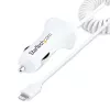 StarTech.com „Lightning“ automobilinis įkroviklis su spiraliniu laidu, 1 m spiralinis „Lightning“ laidas, 12 W, baltas, 2 prievadų USB automobilinio įkroviklio adapteris telefonams ir planšetėms, dvigubas USB automobilinis „iPhone“ įkroviklis