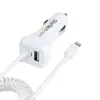 StarTech.com „Lightning“ automobilinis įkroviklis su spiraliniu laidu, 1 m spiralinis „Lightning“ laidas, 12 W, baltas, 2 prievadų USB automobilinio įkroviklio adapteris telefonams ir planšetėms, dvigubas USB automobilinis „iPhone“ įkroviklis