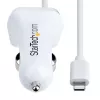 StarTech.com „Lightning“ automobilinis įkroviklis su spiraliniu laidu, 1 m spiralinis „Lightning“ laidas, 12 W, baltas, 2 prievadų USB automobilinio įkroviklio adapteris telefonams ir planšetėms, dvigubas USB automobilinis „iPhone“ įkroviklis