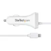 StarTech.com „Lightning“ automobilinis įkroviklis su spiraliniu laidu, 1 m spiralinis „Lightning“ laidas, 12 W, baltas, 2 prievadų USB automobilinio įkroviklio adapteris telefonams ir planšetėms, dvigubas USB automobilinis „iPhone“ įkroviklis
