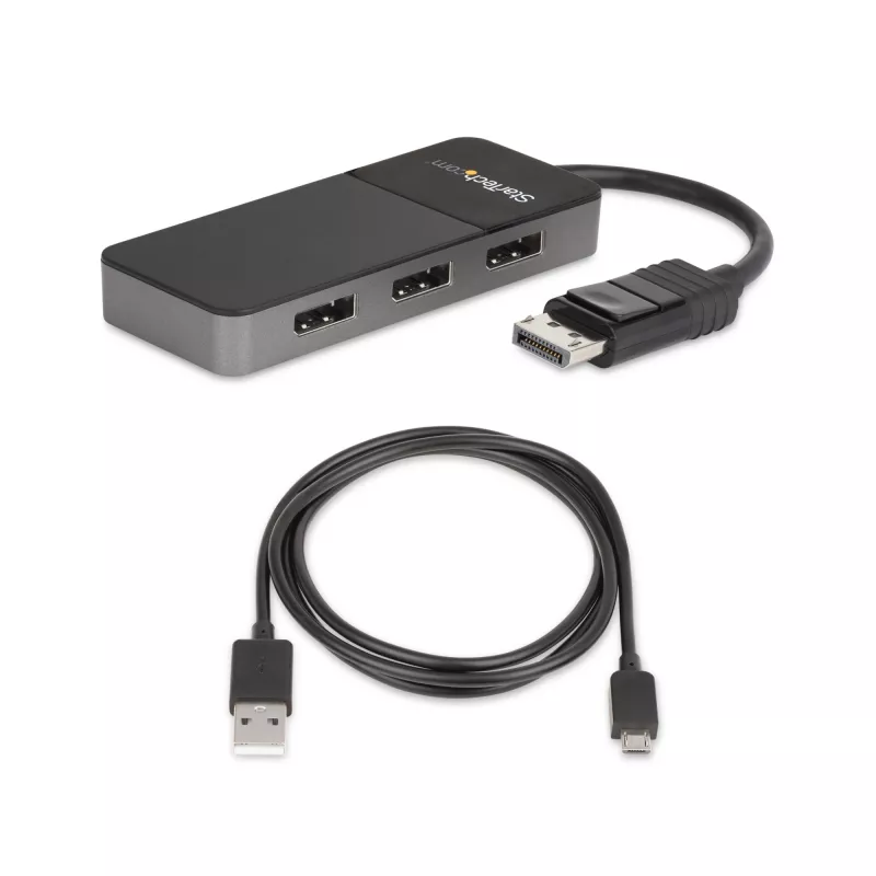 StarTech.com 3 prievadų kelių monitorių adapteris - DisplayPort 1.4 į 3x 4K DisplayPort vaizdo skirstytuvas - dviguba arba triguba 4K - nešiojamųjų / stacionarių kompiuterių DisplayPort MST šakotuvas keliems monitoriams - tik Windows kompiuteriams