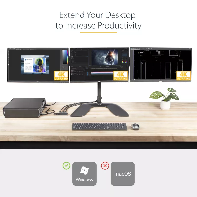 StarTech.com 3 prievadų kelių monitorių adapteris - DisplayPort 1.4 į 3x 4K DisplayPort vaizdo skirstytuvas - dviguba arba triguba 4K - nešiojamųjų / stacionarių kompiuterių DisplayPort MST šakotuvas keliems monitoriams - tik Windows kompiuteriams