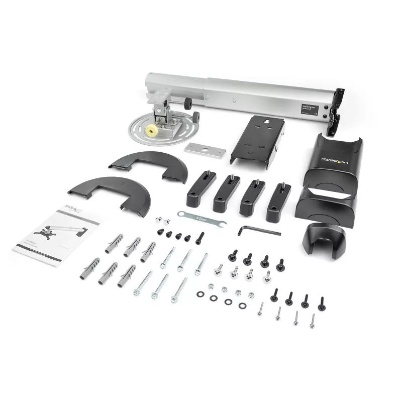 StarTech.com Universalus projektoriaus sieninis laikiklis – projektoriaus laikiklis, tinkamas trumpojo ir itin trumpojo nuotolio projektoriams, iki 33 svarų (15 kg) – pakreipimas/pasukimas/sukiojimas – reguliuojamas 16,5–27,7 colio atstumas nuo sienos – TAA