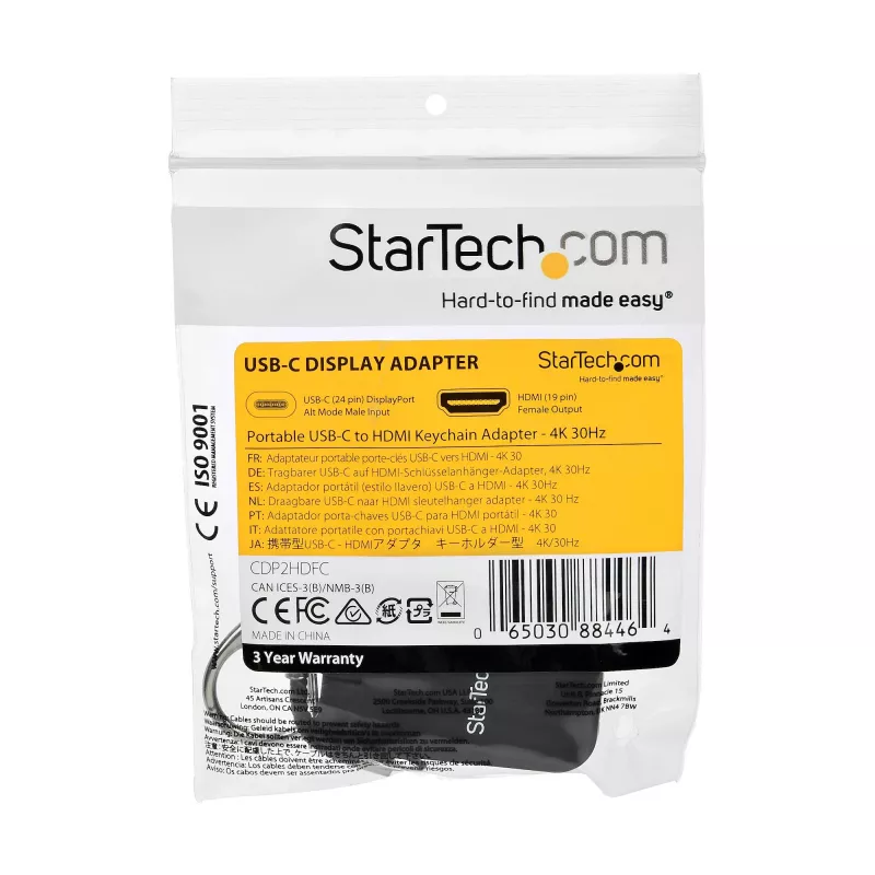 StarTech.com Compact USB C to HDMI Adapter - 4K 30Hz USB Type-C to HDMI Video Display Converter su Keychain Ring - USB-C DP Alt Mode to HDMI Monitor Dongle - Thunderbolt 3 Suderinama