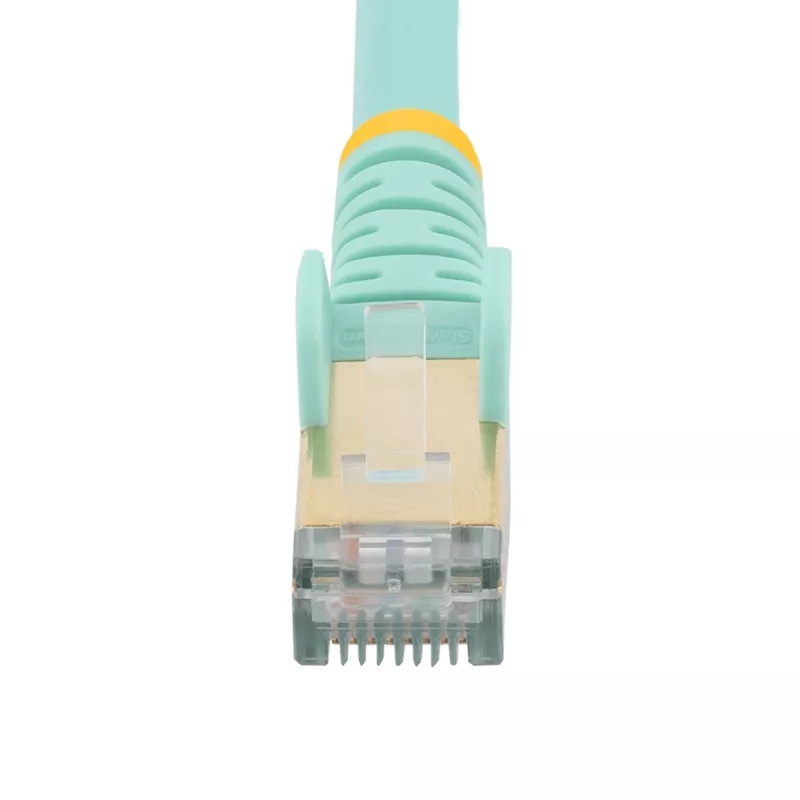 StarTech.com 1,5 m CAT6a eterneto kabelis – 10 Gigabit ekranuotas nesikabinantis RJ45 100 W PoE komutacinis kabelis – 10GbE STP tinklo kabelis su laidų įtempimo sumažinimu – akvamarino spalvos, individualiai patikrintas / laidai sertifikuoti UL / TIA