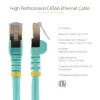 StarTech.com 1,5 m CAT6a eterneto kabelis – 10 Gigabit ekranuotas nesikabinantis RJ45 100 W PoE komutacinis kabelis – 10GbE STP tinklo kabelis su laidų įtempimo sumažinimu – akvamarino spalvos, individualiai patikrintas / laidai sertifikuoti UL / TIA