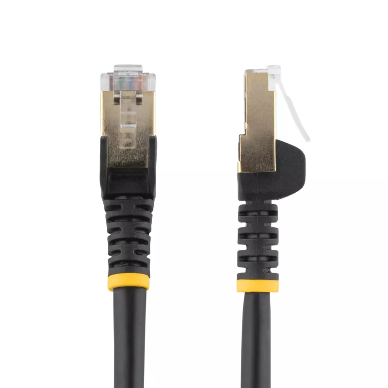 StarTech.com 1,5m CAT6a eterneto kabelis – 10 Gigabit ekranuotas nesikabinantis RJ45 100W PoE komutacinis kabelis – 10GbE STP tinklo kabelis su apsauga nuo įtempimo – juodas, individualiai testuotas / laidai UL sertifikuoti / TIA