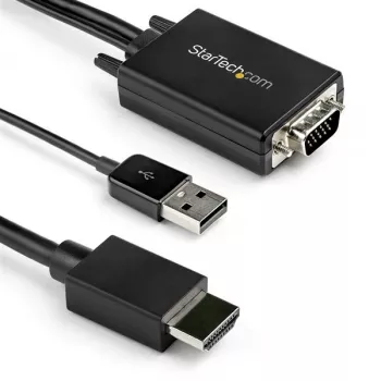 StarTech.com 2 m VGA–HDMI keitiklio kabelis su USB garso palaikymu ir maitinimu – analoginis į skaitmeninį vaizdo adapterio kabelis VGA kompiuteriui prijungti prie HDMI ekrano – 1080p kištukas–kištukas monitoriaus kabelis
