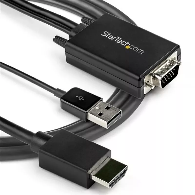 StarTech.com 2 m VGA–HDMI keitiklio kabelis su USB garso palaikymu ir maitinimu – analoginis į skaitmeninį vaizdo adapterio kabelis VGA kompiuteriui prijungti prie HDMI ekrano – 1080p kištukas–kištukas monitoriaus kabelis