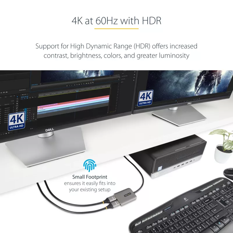 „StarTech.com“ DP į dvigubą HDMI MST HUB – dvigubas HDMI 4K 60Hz – „DisplayPort“ kelių monitorių adapteris su 1 pėdos / 30 cm kabeliu – DP 1.4 kelių srautų perdavimo koncentratorius, DSC | HBR3 – DP į HDMI skirstytuvas