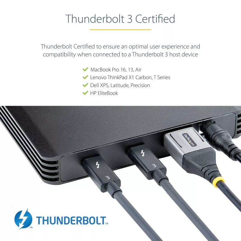 StarTech.com 4 vietų Thunderbolt 3 NVMe korpusas, skirtas M.2 NVMe SSD diskams, 1x DisplayPort vaizdo / 2x TB3 išvesties prievadai, 40 Gbps, 72 W maitinimo blokas, išorinis kietojo disko korpusas