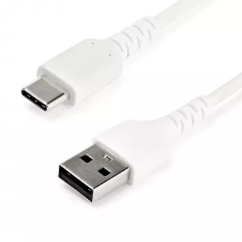 StarTech.com 2 m USB A į USB C įkrovimo laidas – Patvarus greitas USB 2.0 į USB Type C duomenų laido įkrovimas ir sinchronizavimas – Tvirtas TPE apvalkalas su aramidinio pluošto sutvirtinimu M/M 3A Baltas – Samsung S10, iPad Pro, Pixel