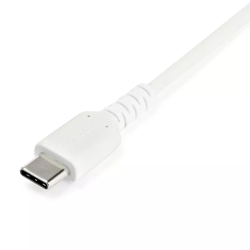 StarTech.com 1 m USB A – USB C įkrovimo laidas – Patvarus greitas įkrovimas ir sinchronizavimas USB 2.0 į USB Type C duomenų kabelis – Tvirtas TPE apvalkalas, aramidinis pluoštas, M/M, 3 A, baltas – Samsung S10, iPad Pro, Pixel