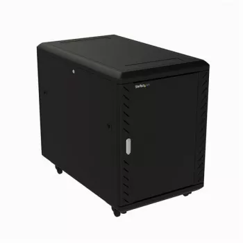 StarTech.com 4-stulpų 15U serverių spintos korpusas, užrakinamas 19 colių duomenų spintos korpusas kompiuteriams / AV / IT įrangai, biuro / namų tinklo spinta su ratukais ir reguliuojamomis tvirtinimo bėgiais