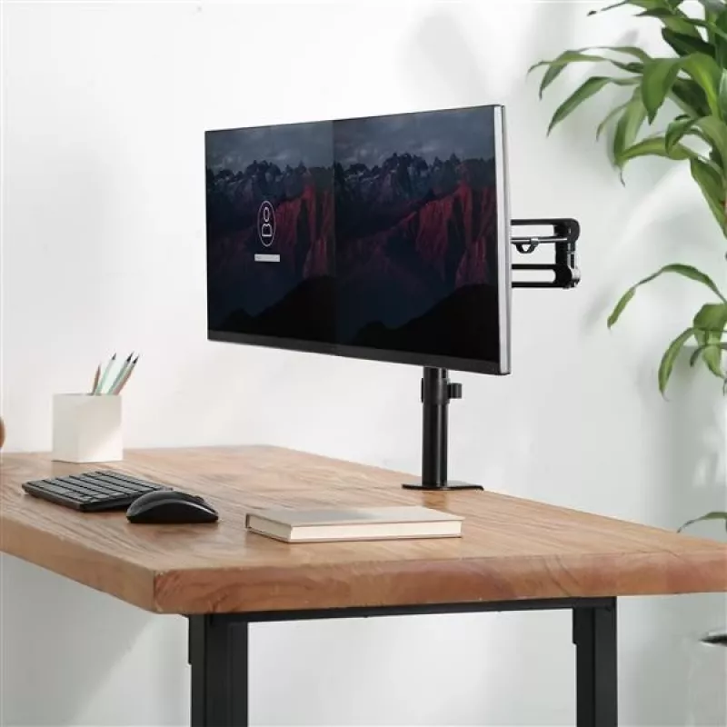 StarTech.com Stalo montavimo dviguba monitorių svirtis – stalo spaustukas, suderinama su VESA monitoriaus laikikliu, skirta iki 32 colių ekranams – ergonomiška sudedamoji monitorių svirtis – reguliuojamas aukštis / pakreipimas / pasukimas / rotacija