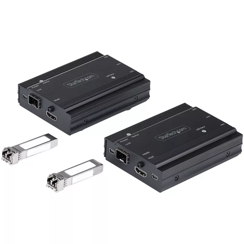 StarTech.com 4K HDMI KVM ilgintuvas per šviesolaidį - HDMI vaizdo ir USB nuotolinis KVM komutatorius / konsolės ilgintuvas - iki 984 pėdų / 300 m (daugiamodis) - 2x 10G MMF SFP+ moduliai - KVM ilginimo rinkinys (TX/RX)