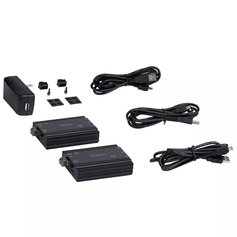StarTech.com 4K HDMI KVM ilgintuvas per šviesolaidį - HDMI vaizdo ir USB nuotolinis KVM komutatorius / konsolės ilgintuvas - iki 984 pėdų / 300 m (daugiamodis) - 2x 10G MMF SFP+ moduliai - KVM ilginimo rinkinys (TX/RX)