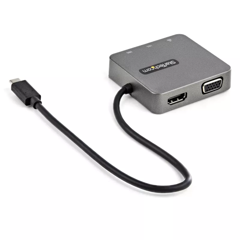 StarTech.com USB-C daugiafunkcis adapteris - USB 3.1 Gen 2 Type-C mini dokas - USB-C į 4K HDMI arba 1080p VGA vaizdas - 10 Gbps USB-A USB-C, GbE - nešiojamas kelioninis nešiojamojo kompiuterio dokas - veikia su Thunderbolt 3