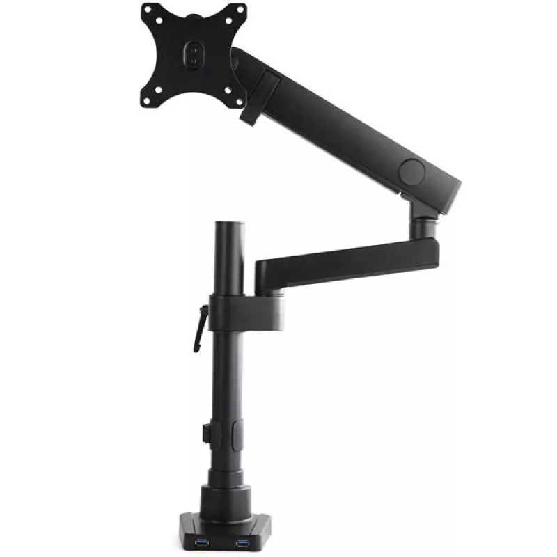 „StarTech.com“ stalo monitoriaus laikiklis su 2x USB 3.0 prievadais, pilno judesio vieno monitoriaus laikiklis, iki 34 colių (17,6 svaro/8 kg) VESA ekranas, spaustuko / įvorės tvirtinimas, mechaninė spyruoklė