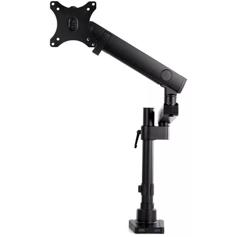 „StarTech.com“ stalo monitoriaus laikiklis su 2x USB 3.0 prievadais, pilno judesio vieno monitoriaus laikiklis, iki 34 colių (17,6 svaro/8 kg) VESA ekranas, spaustuko / įvorės tvirtinimas, mechaninė spyruoklė