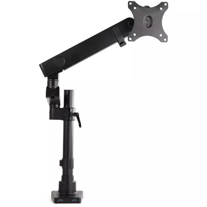 „StarTech.com“ stalo monitoriaus laikiklis su 2x USB 3.0 prievadais, pilno judesio vieno monitoriaus laikiklis, iki 34 colių (17,6 svaro/8 kg) VESA ekranas, spaustuko / įvorės tvirtinimas, mechaninė spyruoklė