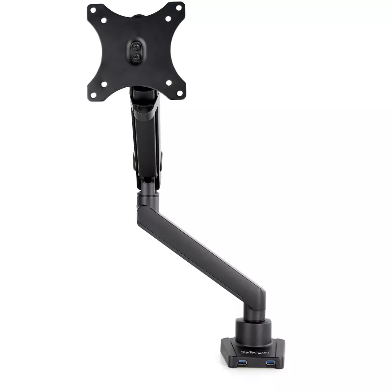 „StarTech.com“ stalo montavimo monitoriaus laikiklis su 2x USB 3.0 prievadais, plonas, pilno judesio, vienam monitoriui, iki 34 col. (17,6 svaro / 8 kg) VESA ekranui, spaustuvas / įvorės montavimas, mechaninė spyruoklė