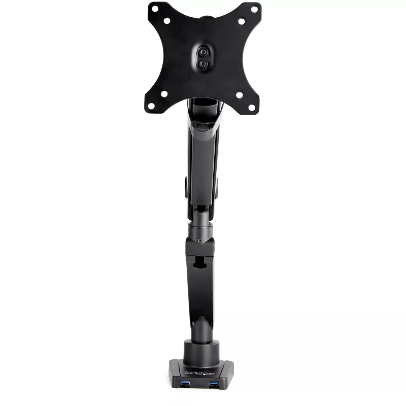 „StarTech.com“ stalo montavimo monitoriaus laikiklis su 2x USB 3.0 prievadais, plonas, pilno judesio, vienam monitoriui, iki 34 col. (17,6 svaro / 8 kg) VESA ekranui, spaustuvas / įvorės montavimas, mechaninė spyruoklė