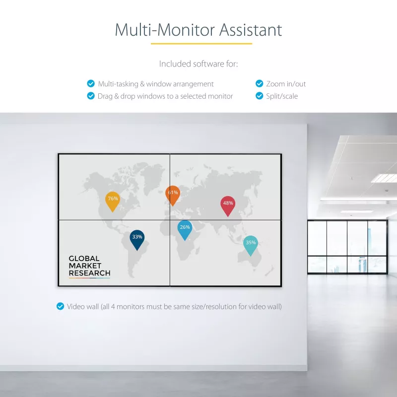 StarTech.com USB 3.0 į Quad HDMI adapteris, USB į 4x HDMI monitoriaus keitiklis, skirtas Windows (nepalaiko macOS/ChromeOS/Linux) – TAA