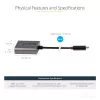StarTech.com USB C į DVI adapteris - 1920x1200p USB-C į DVI-D adapterio keitiklis - USB Type C į DVI ekraną / monitorių - vaizdo keitiklis - suderinamas su Thunderbolt 3 - 12 colių ilgio pritvirtintas laidas - atnaujinta CDP2DVI versija