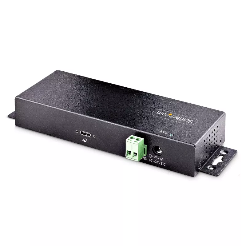 StarTech.com 7 prievadų pramoninis USB 10 Gbps šakotuvas su maitinimo adapteriu, metalinis, montuojamas, 5x USB-A ir 2x USB-C išvedimo prievadai, ESD apsauga, maitinamas USB šakotuvas, TAA
