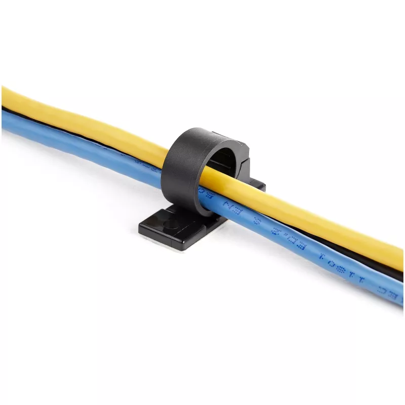 StarTech.com 100 lipnių kabelių tvarkymo spaustukų, juodi - Tinklo/Ethernet/Biuro stalo/Kompiuterio laidų organizatorius - Lipnūs kabelių/laido laikikliai - Nailono lipnus spaustukas UL/94V-2 atsparus ugniai