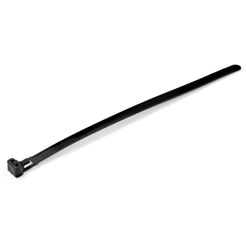 StarTech.com 8 colių (20 cm) daugkartiniai kabelių raiščiai – 1/4 colio (7 mm) pločio, 1-7/8 colio (50 mm) ryšulio skersmuo, 50 svarų (22 kg) atsparumas tempimui, atsegami nailoniniai raiščiai, vidaus/lauko, 94V-2/UL sąraše, 100 vnt. pakuotė – juodi