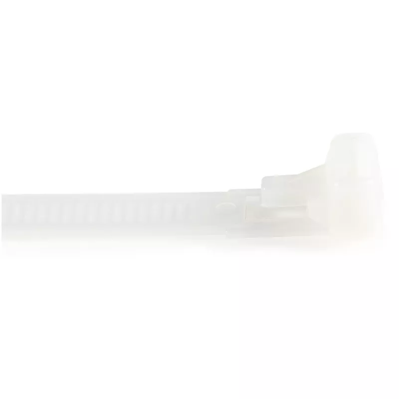 StarTech.com 5 colių (12 cm) daugkartiniai kabelių raiščiai – 1/4 colio (7 mm) pločio, 1-1/8 colio (30 mm) ryšulio skersmuo, 50 svarų (22 kg) tempiamasis stipris, atsegami nailoniniai raiščiai, vidaus/lauko, 94V-2/UL sąraše, 100 vnt. pakuotė – balta