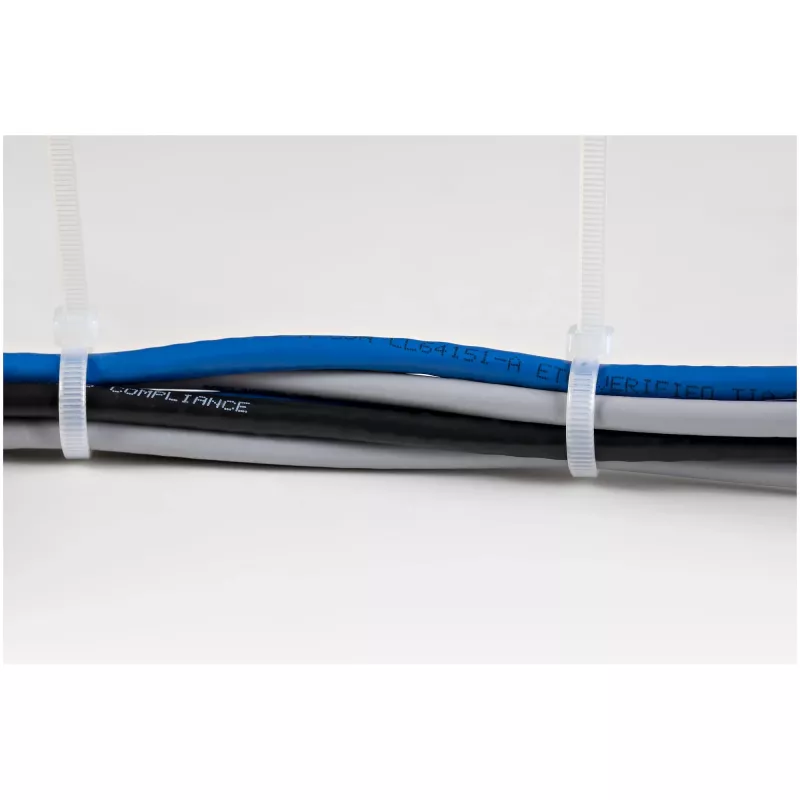 StarTech.com 10 colių (25 cm) kabelių raiščiai - 1/8 colio (4 mm) pločio, 2-5/8 colio (68 mm) ryšulio skersmuo, 50 svarų (22 kg) atsparumas tempimui, nailoniniai savarankiškai užsifiksuojantys užtraukiami raiščiai su lenktu antgaliu - 94V-2/UL sąraše, 100 vnt. pakuotėje - balti