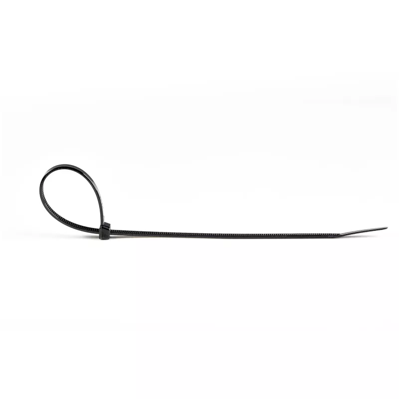 StarTech.com 8 colių (20 cm) kabelių sąvaržos – 1/8 colio (4 mm) pločio, 2–1/8 colio (55 mm) pluošto skersmuo, 50 svarų (22 kg) tempimo stipris, nailono savaime užsifiksuojančios užtraukiamos sąvaržos su lenktu antgaliu – 94V-2/UL sąraše, 1000 vnt. pakuotė – juoda
