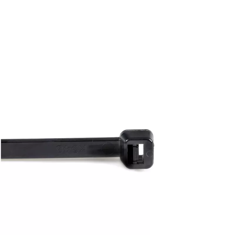 StarTech.com 8 colių (20 cm) kabelių sąvaržos – 1/8 colio (4 mm) pločio, 2–1/8 colio (55 mm) pluošto skersmuo, 50 svarų (22 kg) tempimo stipris, nailono savaime užsifiksuojančios užtraukiamos sąvaržos su lenktu antgaliu – 94V-2/UL sąraše, 1000 vnt. pakuotė – juoda