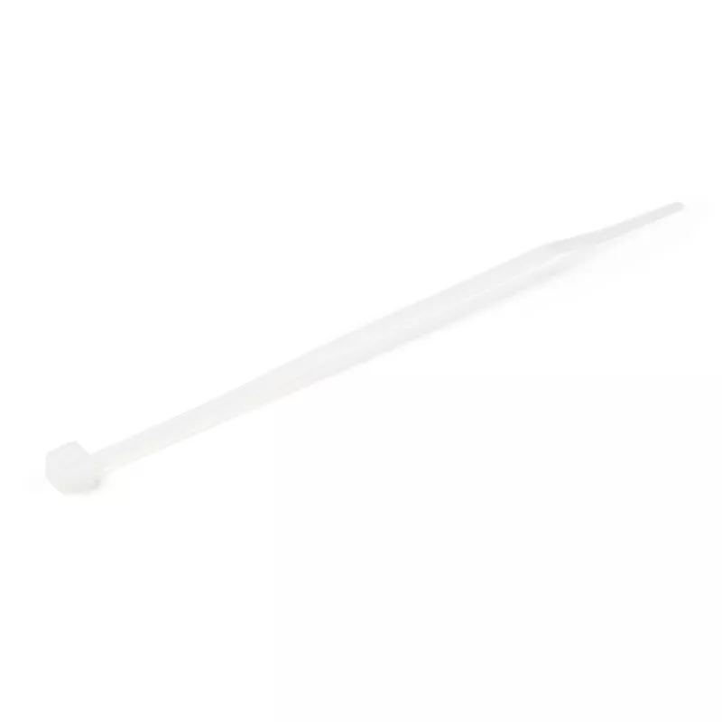 StarTech.com 4 colių (10 cm) kabelių raiščiai – 1/16 colio (2 mm) pločio, 7/8 colio (22 mm) ryšulio skersmuo, 18 svarų (8 kg) tempiamasis stipris, nailoniniai, savaime užsifiksuojantys užtraukiami raiščiai lenktu antgaliu – 94V-2 / UL sąraše, 100 vnt. pakuotė – balti