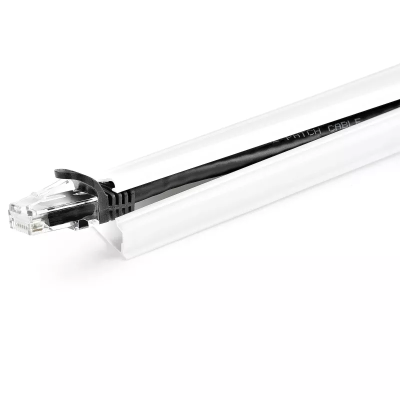 StarTech.com vientisas kabelių tvarkymo lovelis su lipnia juosta ir dangteliu, 3/4 colio (19 mm) P x 1/2 colio (13 mm) A – 6 pėdų (1,8 m) ilgio, PVC tinklo / maitinimo laidų slėpimo rinkinys – sieninis laidų kanalų sistemos, UL sąraše