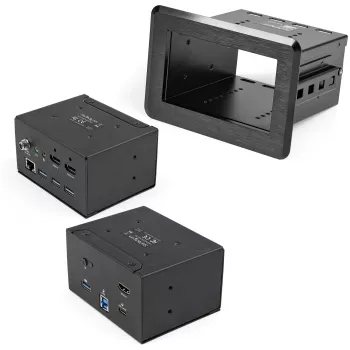 StarTech.com Konferencijų salės dokinimo stotelė – universali nešiojamojo kompiuterio dokinimo stotelė – 4K HDMI, 60 W maitinimo tiekimas, USB šakotuvas, GbE, garsas – į stalą montuojamas jungiamasis modulis „Huddle“ / posėdžių salės bendradarbiavimo erdvei