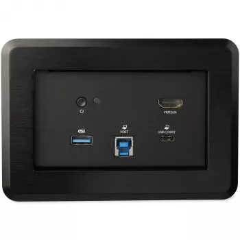 StarTech.com Konferencijų salės dokinimo stotelė – universali nešiojamojo kompiuterio dokinimo stotelė – 4K HDMI, 60 W maitinimo tiekimas, USB šakotuvas, GbE, garsas – į stalą montuojamas jungiamasis modulis „Huddle“ / posėdžių salės bendradarbiavimo erdvei