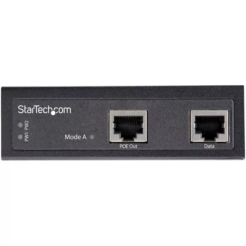 StarTech.com pramoninis gigabito eterneto PoE injektorius – 30W 802.3at PoE+ vidurinė jungtis 48V–56VDC DIN bėgelio maitinimo per eternetą injektoriaus adapteris – nuo -40°C iki +75°C kameroms/jutikliams/WiFi prieigai