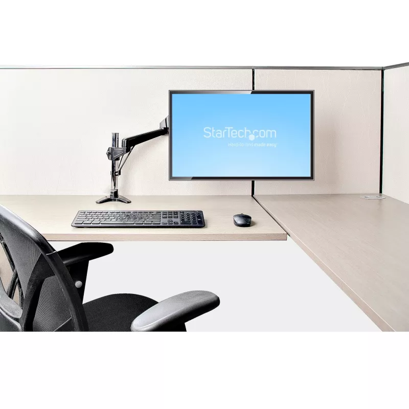 StarTech.com stalinis monitoriaus laikiklis vienam VESA ekranui iki 32 colių arba 49 colių itin plačiam 8 kg – pilnai judantis, reguliuojamo aukščio – C spaustuvas, įvore – vieno monitoriaus laikiklis