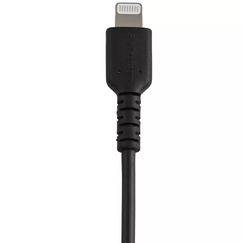 StarTech.com 12 colių (30 cm) patvarus juodas USB-A į Lightning laidas – itin tvirtas, sutvirtintas aramidiniu pluoštu USB A tipo į Lightning įkrovimo / sinchronizavimo maitinimo laidas – Apple MFi sertifikuotas, skirtas iPad / iPhone 12