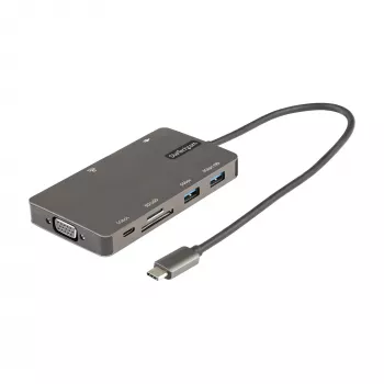StarTech.com USB-C daugiafunkcis adapteris – HDMI 4K 30 Hz arba VGA kelionių dokas – 5 Gbps USB 3.0 šakotuvas (USB-A / USB-C prievadai) – 100 W maitinimo perdavimas – SD / „MicroSD“ – GbE – 30 cm laidas – USB-C mini dokas
